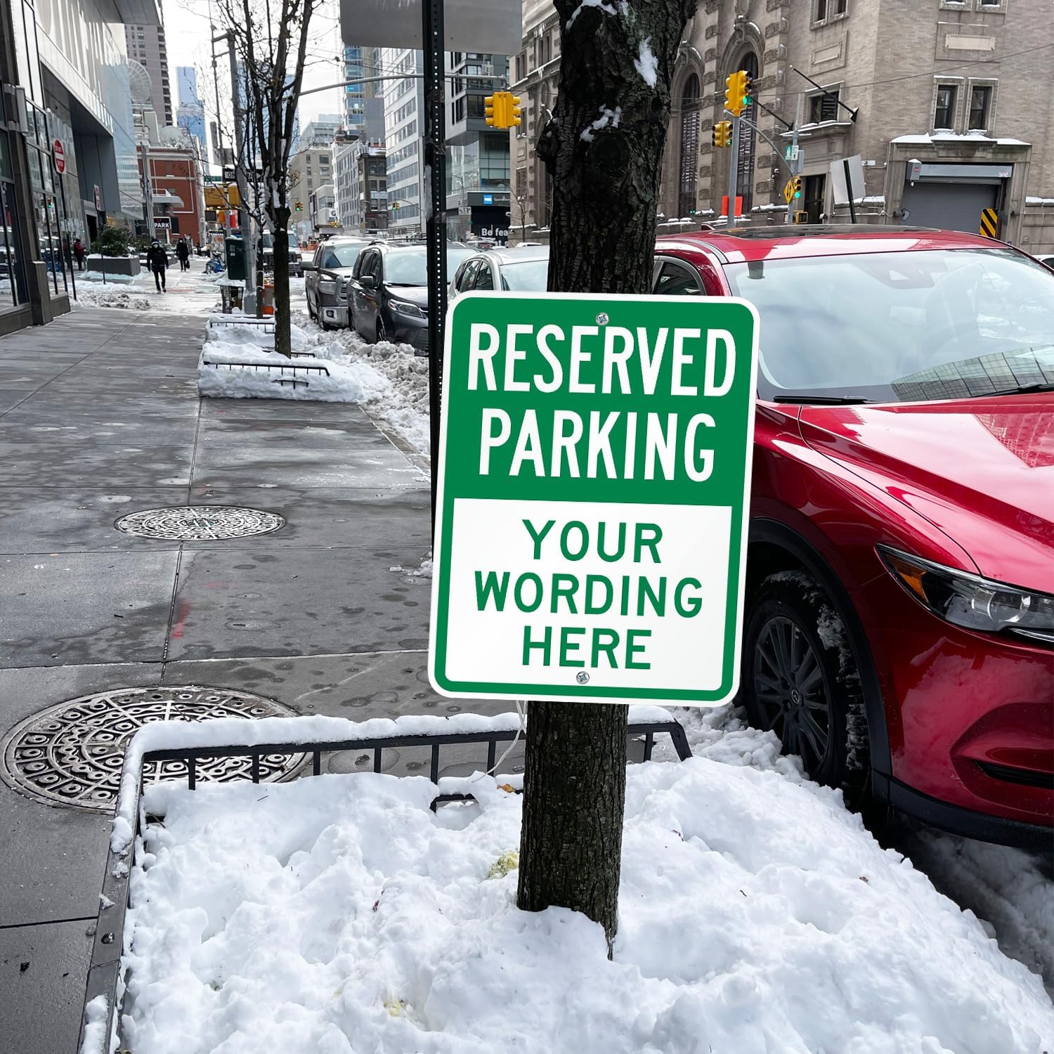 SmartSign 24 x 18 inch Custom “Reserved Parking” Metal Sign - Add Text, 80 mil Laminated Rustproof Aluminum, Green and White, Made in USA