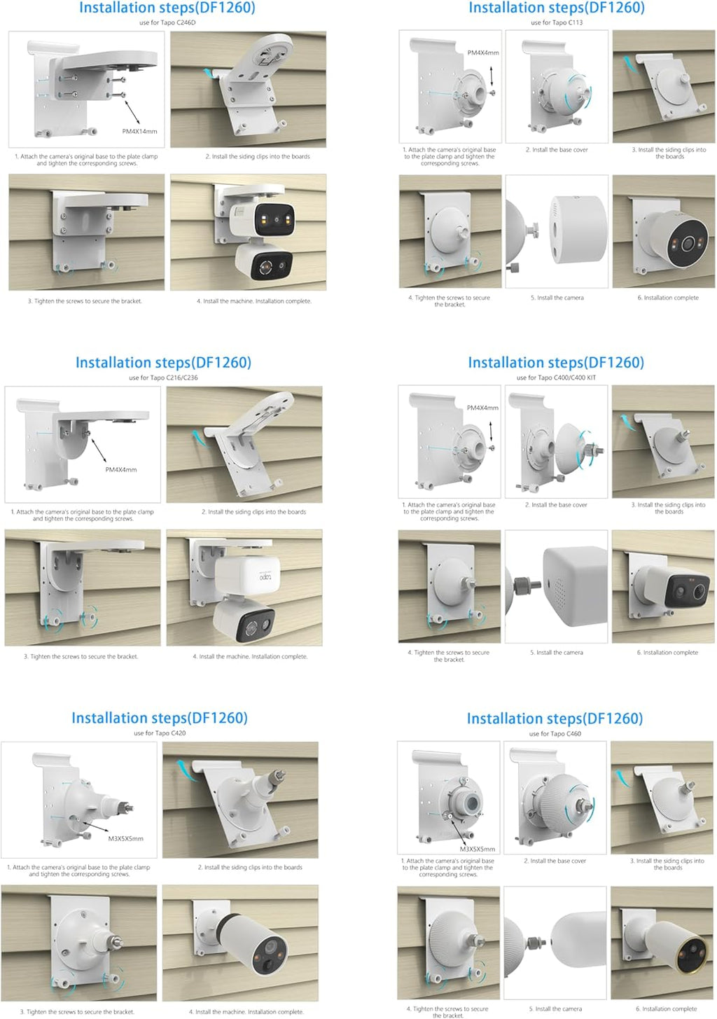 Universal Vinyl Siding Mount Compatible with TP-Link Tapo C246D/C236/C216/C217/C113/C420/C400/C400 Kit/C460 Cameras (White)