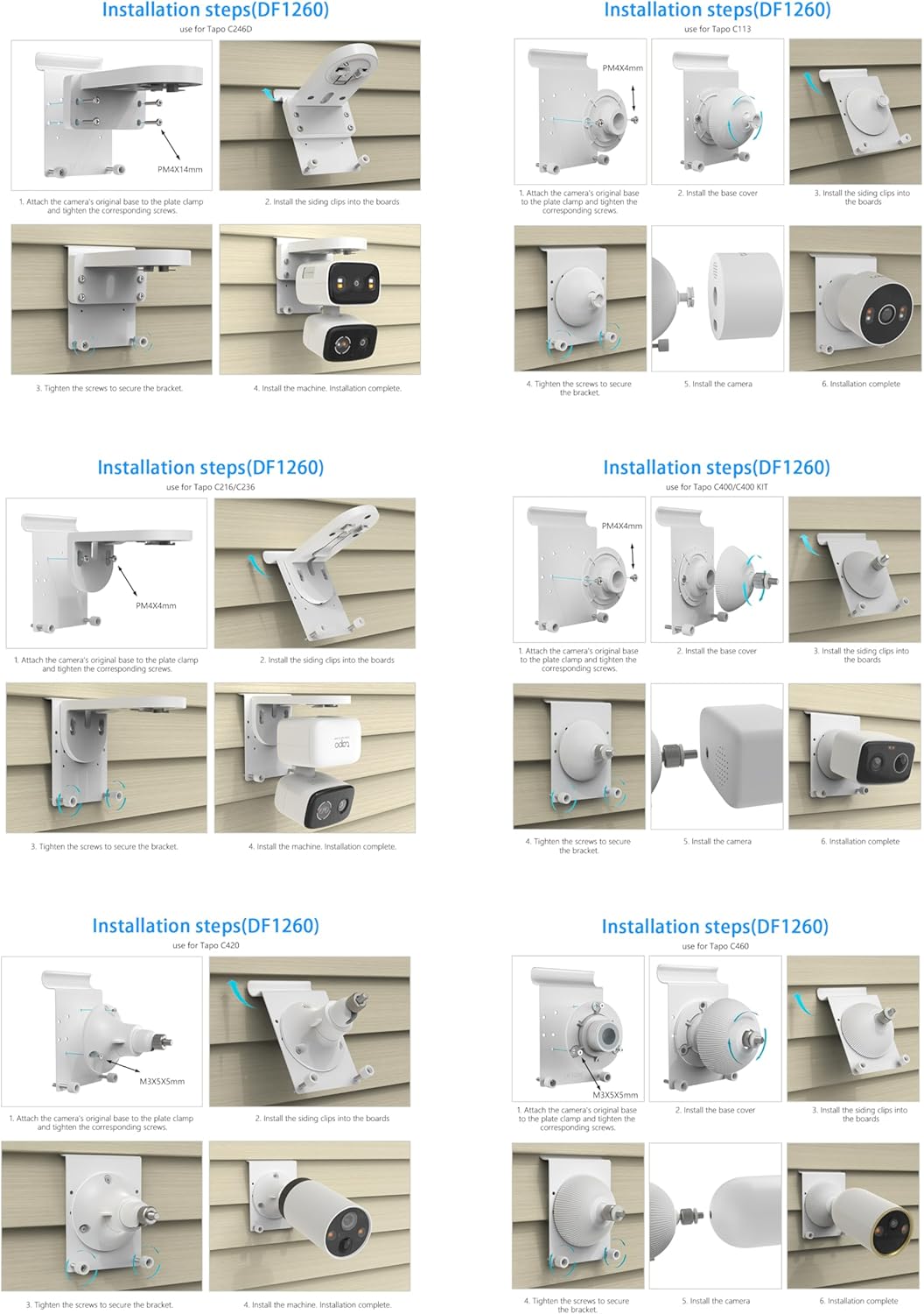 Universal Vinyl Siding Mount Compatible with TP-Link Tapo C246D/C236/C216/C217/C113/C420/C400/C400 Kit/C460 Cameras (White)
