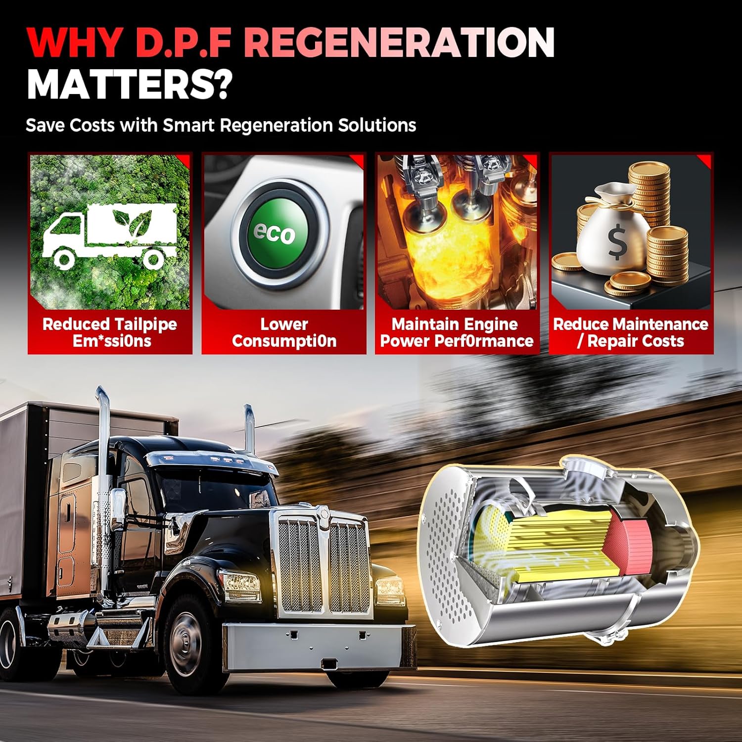 Launch CRP129 HD Heavy Duty Truck Scanner, 2026 Full System Diesel Scanner with Speed Limit Adjust Reset, D.P.F Regen, Oil Reset for Commercial Vehicles, Cummins, Detroit, International Paccar