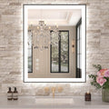Amorho LED Bathroom Mirror, 24"x 32" with Black Frame, Front Light and Backlit(Controlled Separately), Stepless Dimmable, Anti-Fog, Shatter-Proof, 3 Colors, Memory