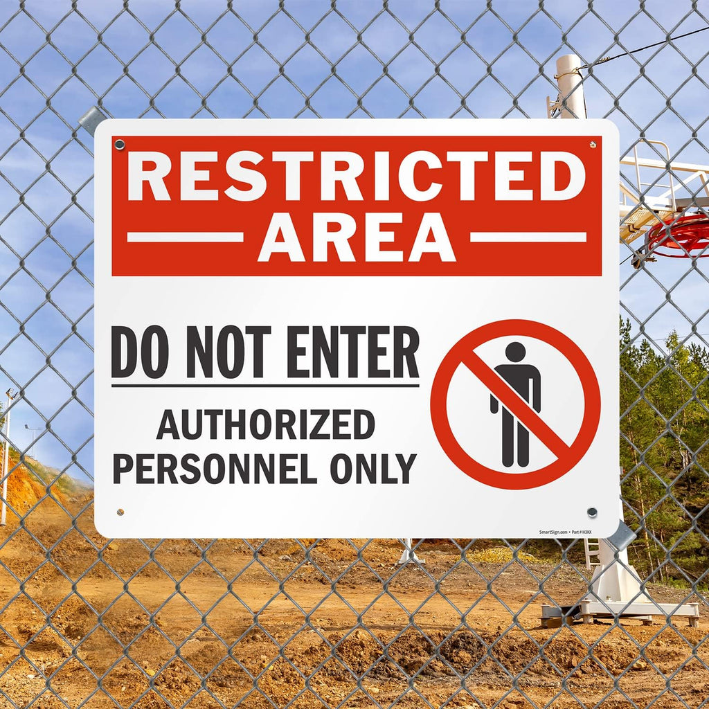 SmartSign 24 x 30 inch “Restricted Area - Do Not Enter, Authorized Personnel Only” Metal Sign with Symbol, 80 mil Laminated Rustproof Aluminum, Red, White and Black, Made in USA