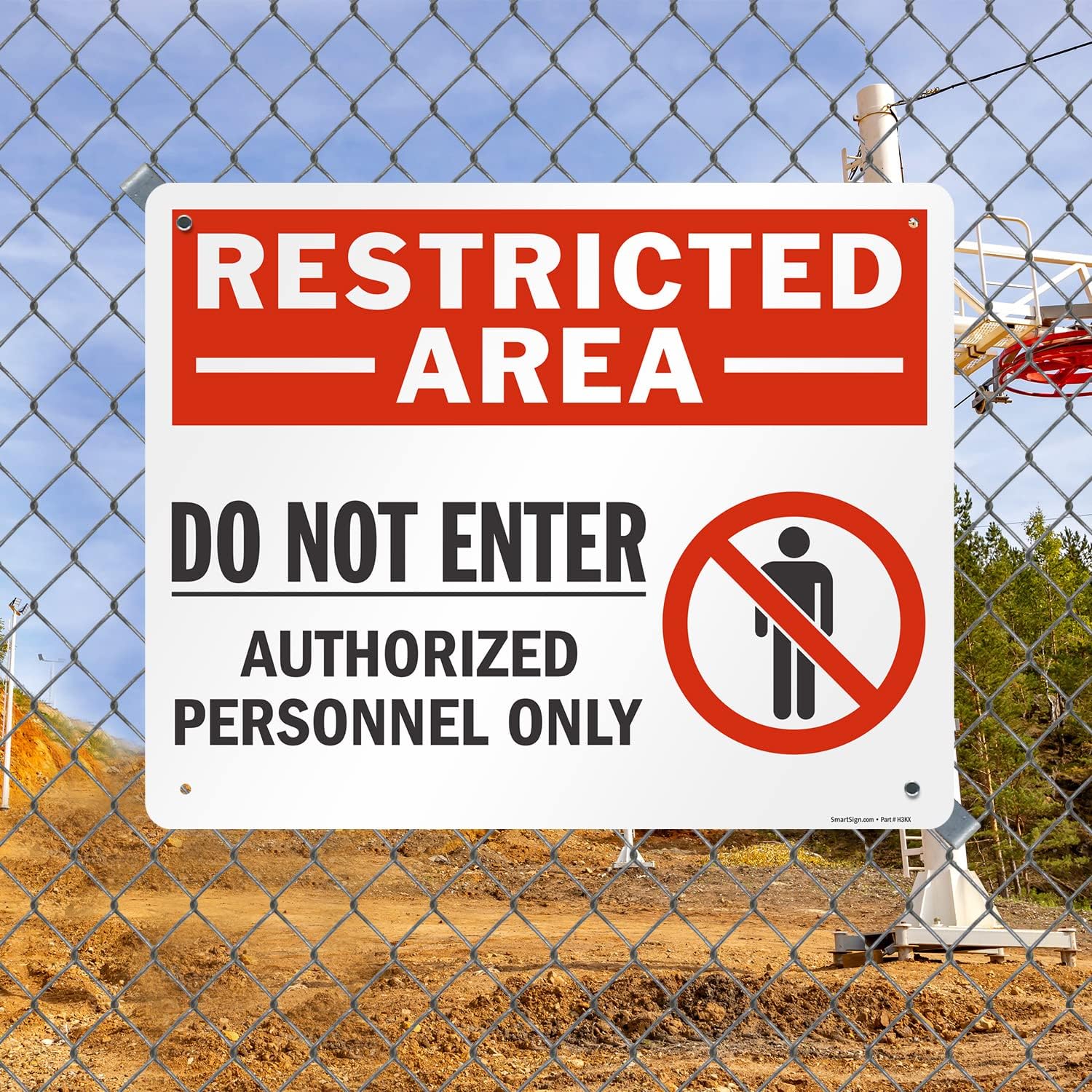 SmartSign 24 x 30 inch “Restricted Area - Do Not Enter, Authorized Personnel Only” Metal Sign with Symbol, 80 mil Laminated Rustproof Aluminum, Red, White and Black, Made in USA