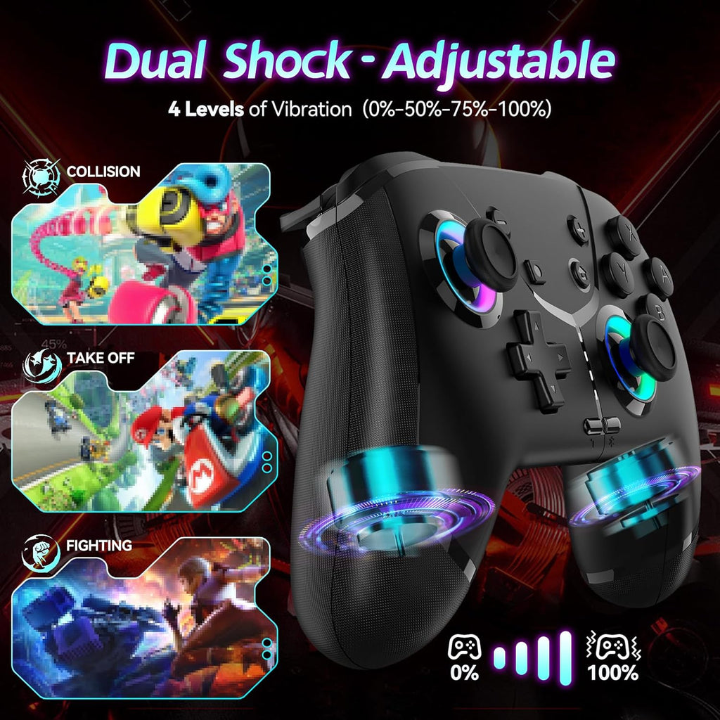 Switch Controller, Wireless Pro Controller for Nintendo Switch 2/Switch/Lite/OLED, Bluetooth controllers Compatible with iPhone/Mac/iPad/iOS/Android/Phone/PC/Steam and TV with Programming/RGB4/Vibration / 3 Turbo Modes/6-Axis/Motion