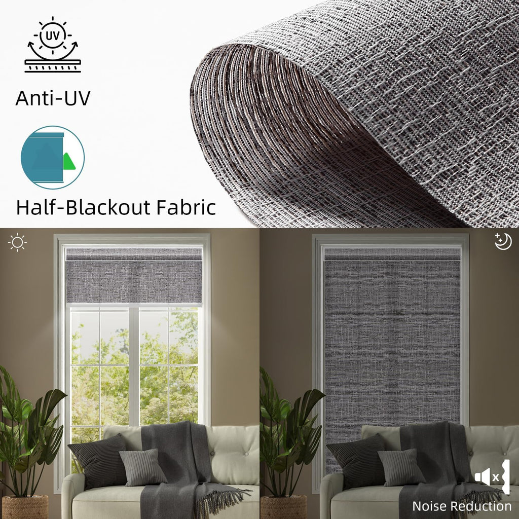 SmartWings Motorized Light Filtering Shades, 70% Blackout, Custom Size, Rechargeable Battery, Works with Matter/Apple HomeKit, Alexa, Thread/Zigbee, Remote Optional, 70% Safari Midnight