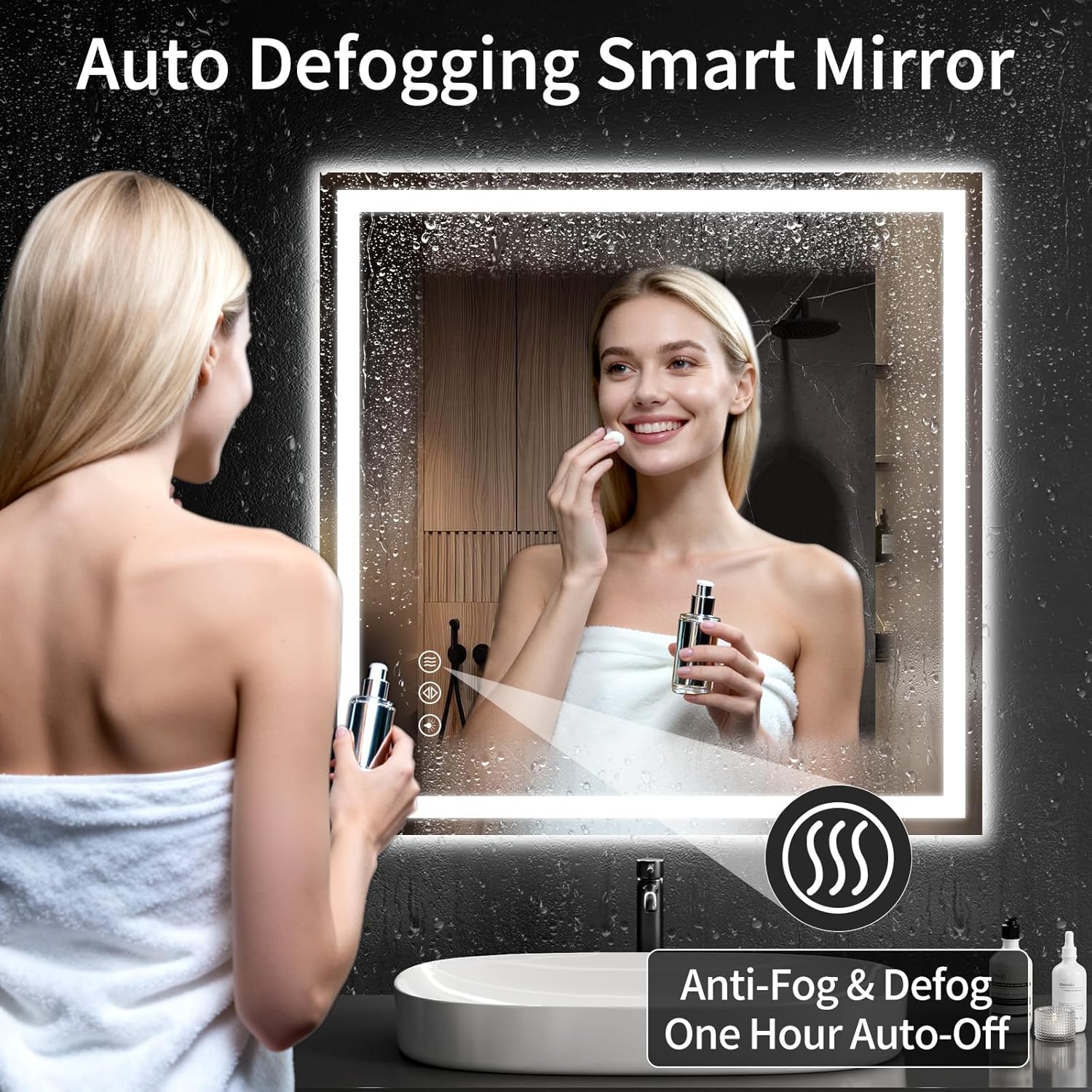 36"x36" LED Bathroom Mirror with Lights, Dimmable, Anti-Fog, Lighted Bathroom Vanity Mirror for Wall, Backlit + Front Lit, Memory Function, Shatter-Proof, Tempered Glass