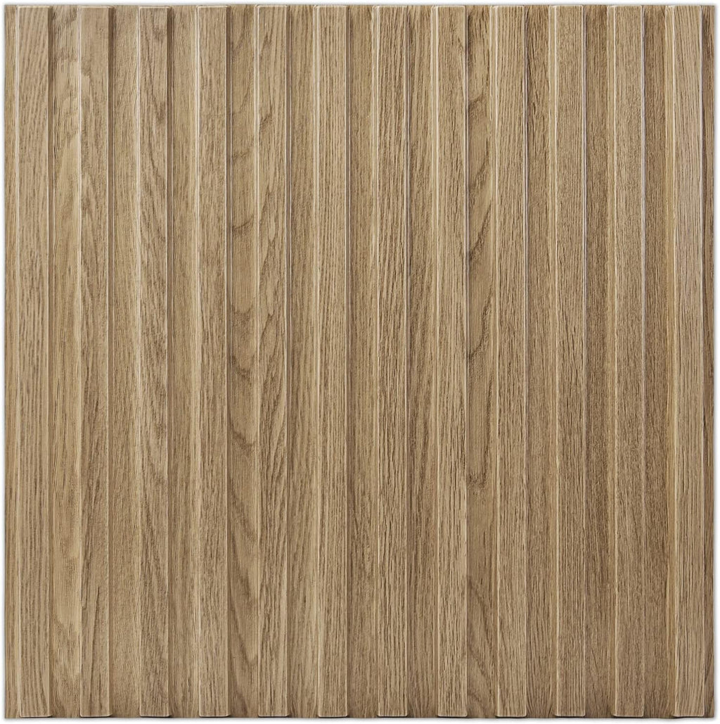 Art3d Slat Wall Panel, 3D Fluted Textured Panel 12-Tile 19.7 x 19.7in. - Walnut