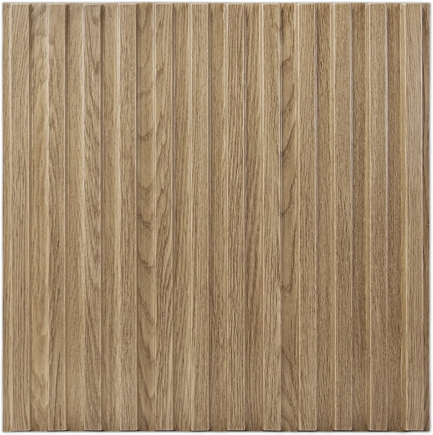 Art3d Slat Wall Panel, 3D Fluted Textured Panel 12-Tile 19.7 x 19.7in. - Walnut