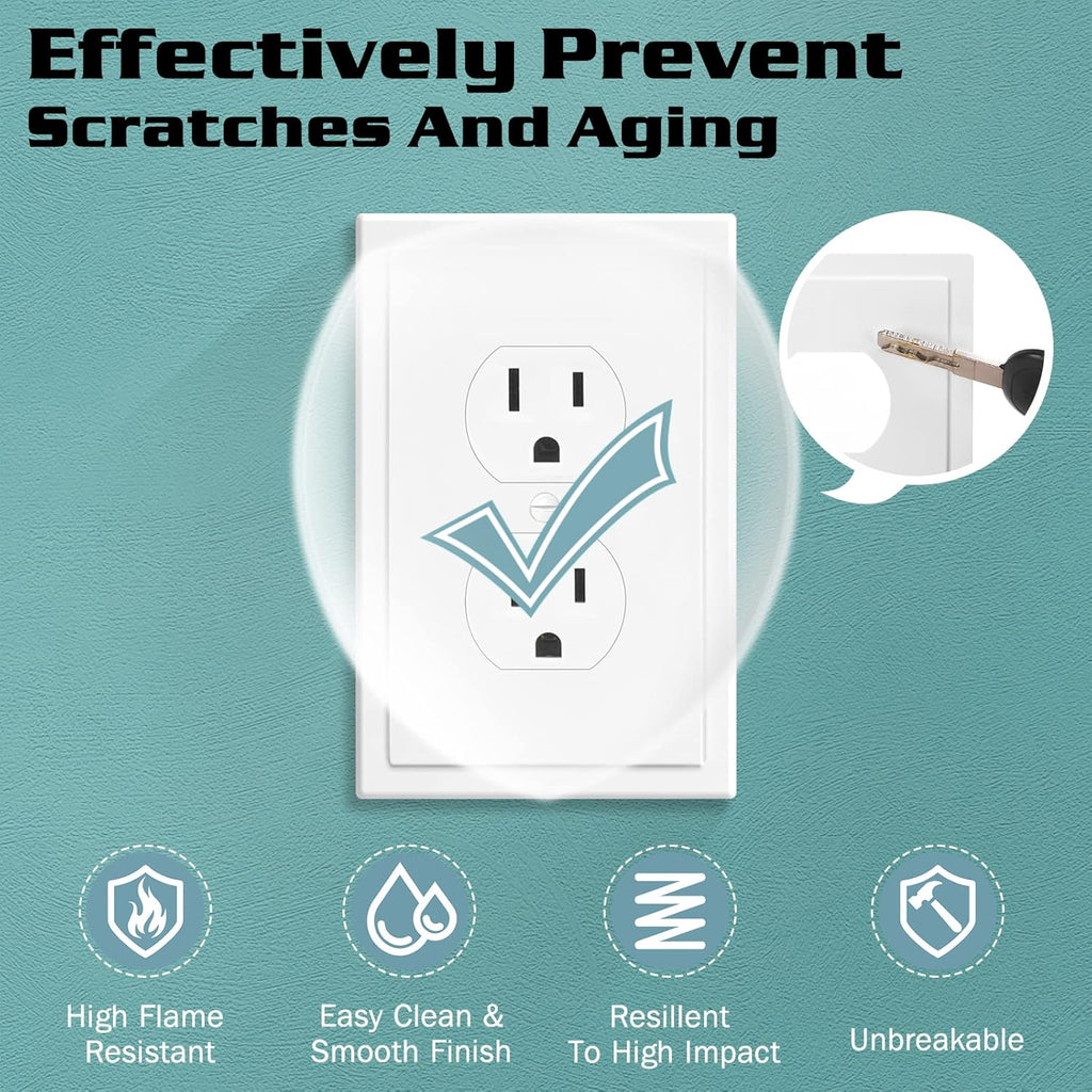 1-Gang Modern Edge Decorative Wall Plate Cover Switch Outlet Single Duplex Electrical Faceplate for Light Switches, Smart Switch, GFCI, Dimmers, Receptacle, USB Outlet (10 Pack, Single Duplex)