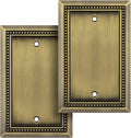 Henne Bery Sunken Pearls Heavy Duty Decorative Wall Plate Switch Plate Outlet Cover (Single Blank, 2 Pack, Antique Brass)