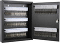 KYODOLED Key Storage Lock Box with Key, Locking Key Cabinet, 100 Key Management Wall Mount with Key Lock, Key Hooks & Tags Key Labels, 3.1" D x 17.1" W x 14.1" H (Black 100 Key)