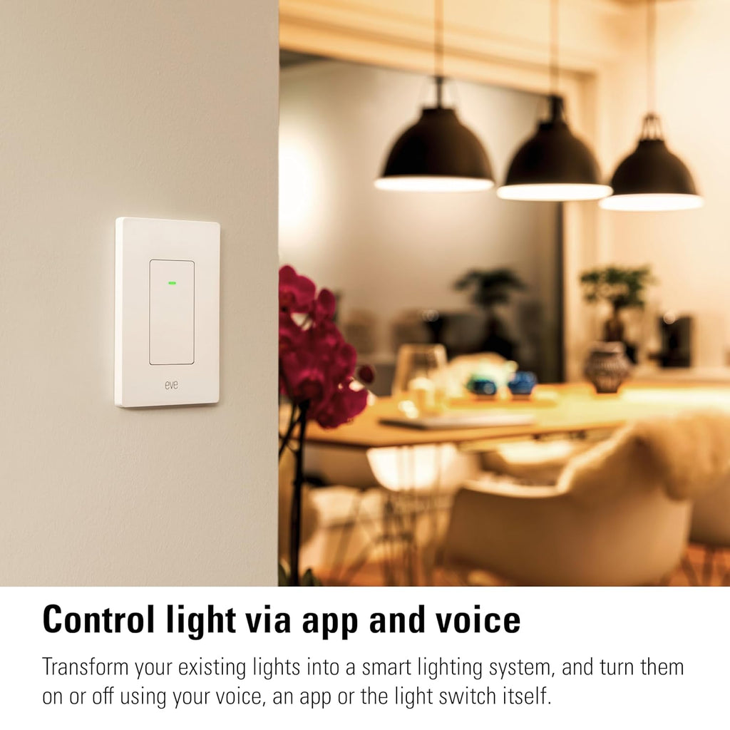 Eve Light Switch (Matter) 2-Pack – Smart Wall Switch for Apple Home, Alexa, Google Home, SmartThings; for Single-Pole & 3-Way switches; Thread, Requires Thread Router & Neutral Wire; UL-Certified