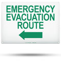 TRADESAFE Emergency Evacuation Route Sign - Evacuation Plan With Arrow Left, Quick Install Aluminum Safety Sign, Light Reflective, UV-Resistant, Waterproof, 14” X 10” Signs for Business
