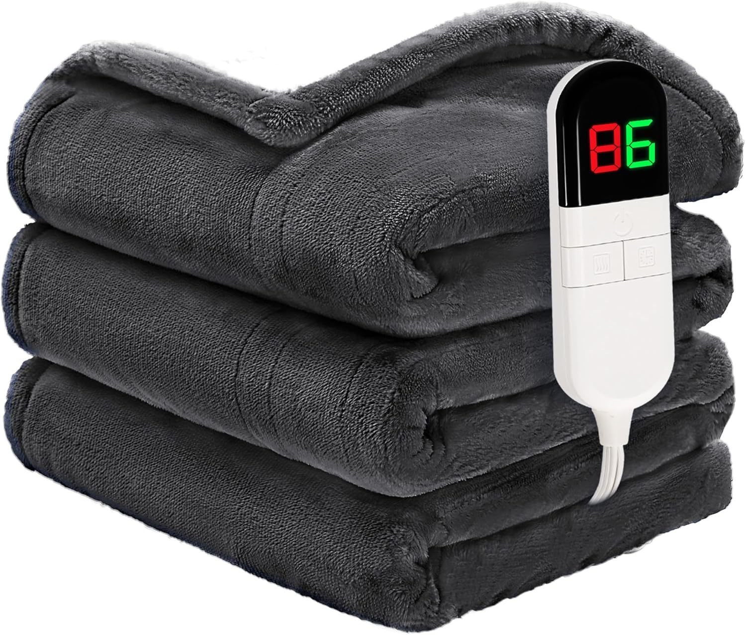 Heated Throw Blanket 50"×60" - Premium Cosy Soft Electric Blanket with 6 Heating Levels,Fast Heating Flannel Sherpa Blanket for Bed & Couch - Auto Shut Off/Machine Washable (Grey)