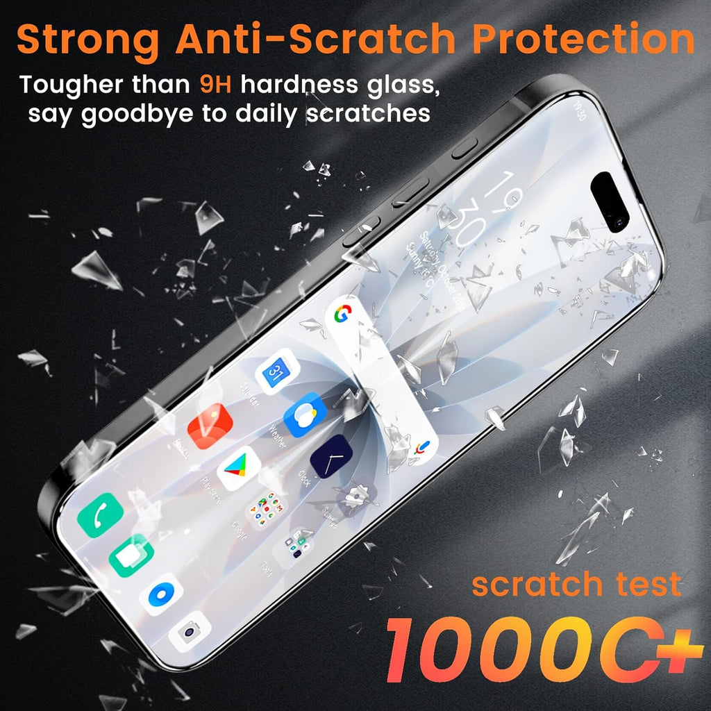4 Pack Privacy Screen Protector for iPhone 17 6.3-Inch with 4 Pack Camera Lens Protector, Anti Spy Tempered Glass Film 9H Hardness Bubble Free Case Friendly