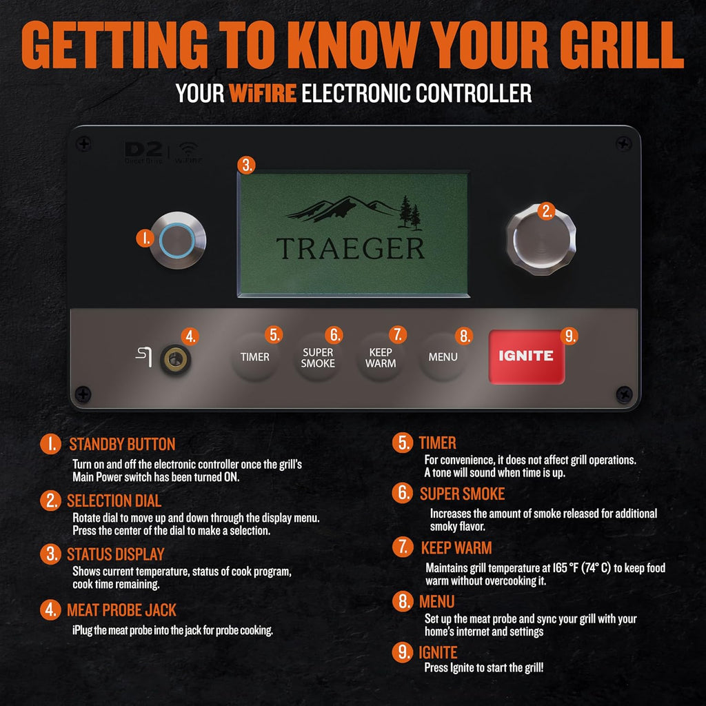 Traeger Ironwood 885 Wood Pellet Grill and Smoker, WiFi Pellet Smoker Grill with Super Smoke Mode, D2 Controller, Large 885 sq. in. Cooking Area, Outdoor BBQ Electric Pellet Smoker, TFB89BLFC