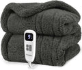 Heated Blanket Electric Blanket Throw - Fast Heating Blanket Throw Double Sided Sherpa Ultra Soft Cozy with 10 Heating Levels & 2-10 Hours Auto Off, Mashine Washable, 50 x 60 Inches, Grey