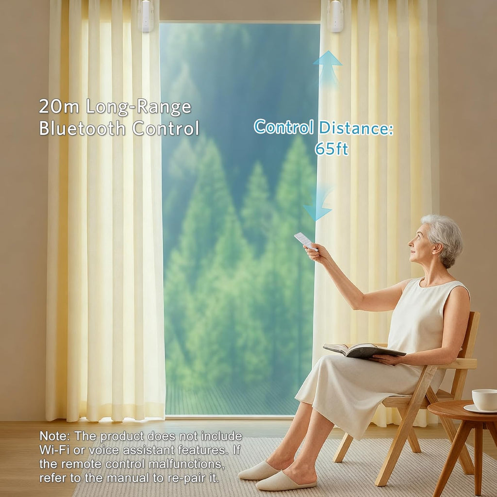 Automatic Curtain Opener Smart Motorized: 2-Pack Heavy Duty 20KG Load Electric Curtain Robot with Remote for Bedroom Living Room│6-Month Battery for Home/Office/Nursery│No WiFi Needed