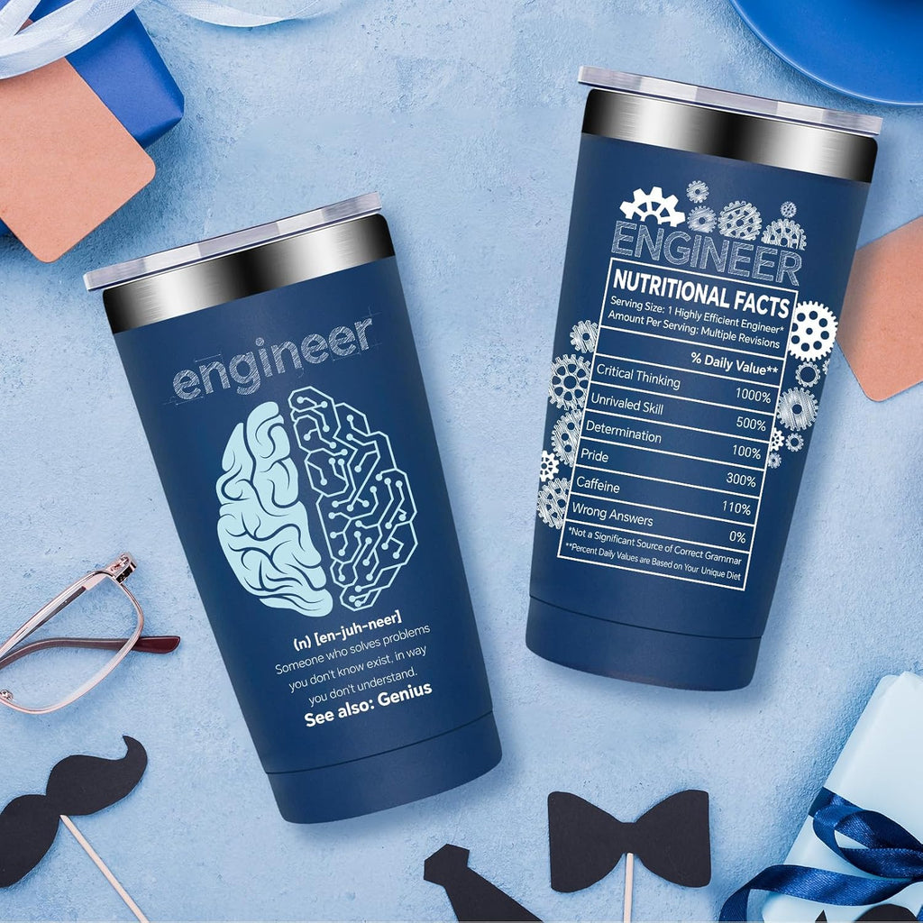 Fufandi Engineer Gifts, Mechanical Engineering Gifts for Men - Civil Engineering Student Graduation gift, Retirement Present for Engineer - Tumbler Cup 20oz