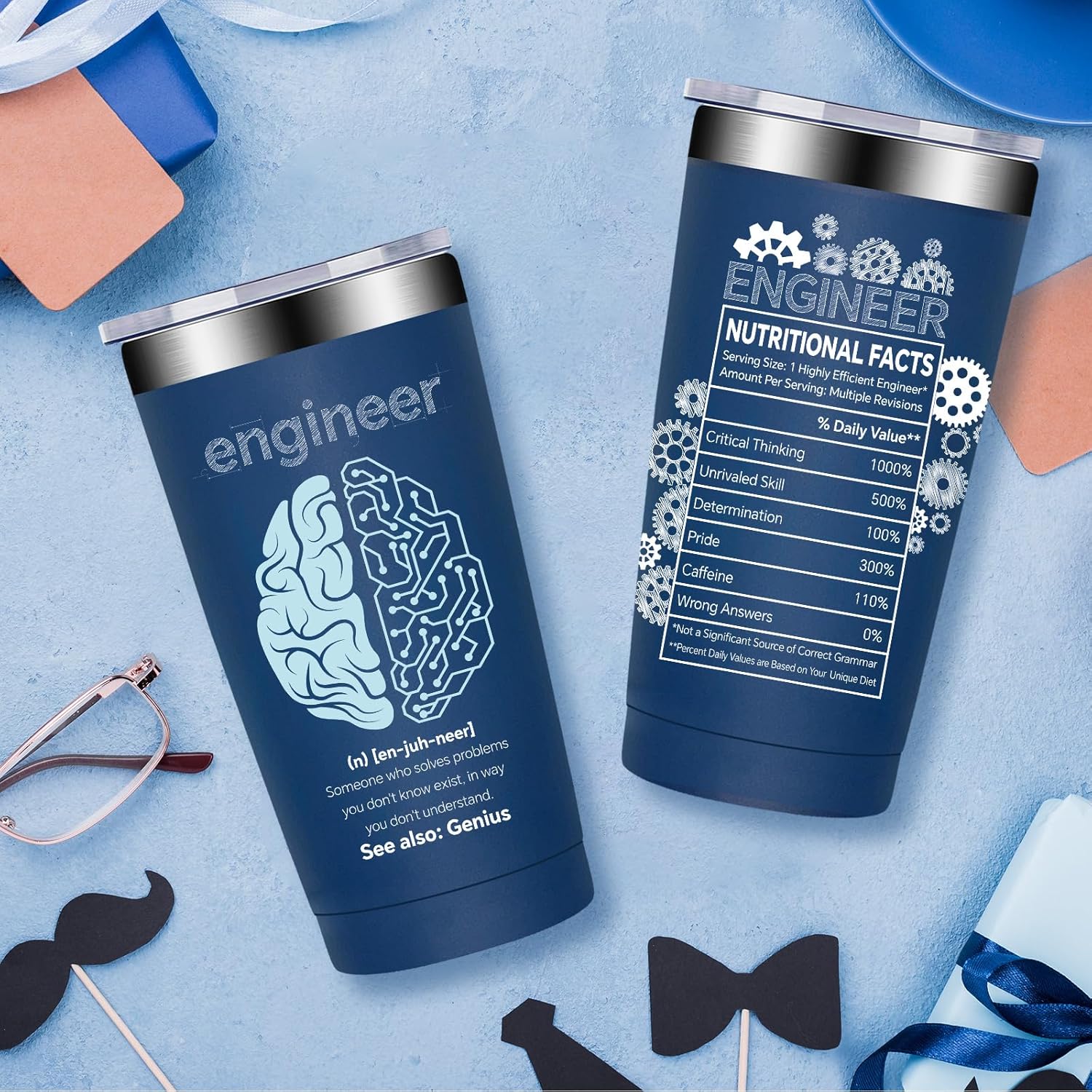 Fufandi Engineer Gifts, Mechanical Engineering Gifts for Men - Civil Engineering Student Graduation gift, Retirement Present for Engineer - Tumbler Cup 20oz
