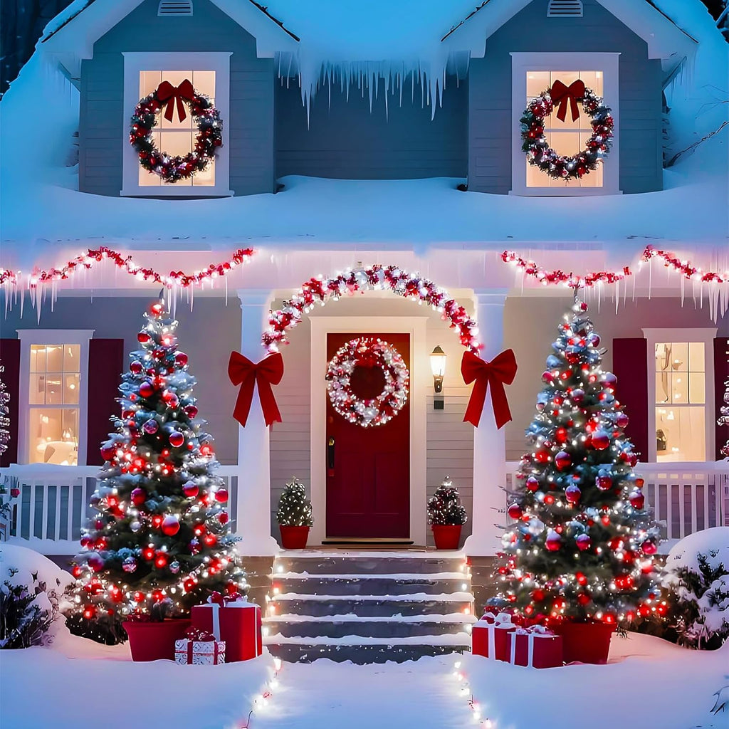 75.8 FT 200 LED Red and White Christmas Lights Outdoor Indoor, Timer & Memory Function & 8 Modes, Extendable Green Wire, Waterproof Fairy Twinkle Lights for Xmas Tree Holiday Party Garden Yard Decor