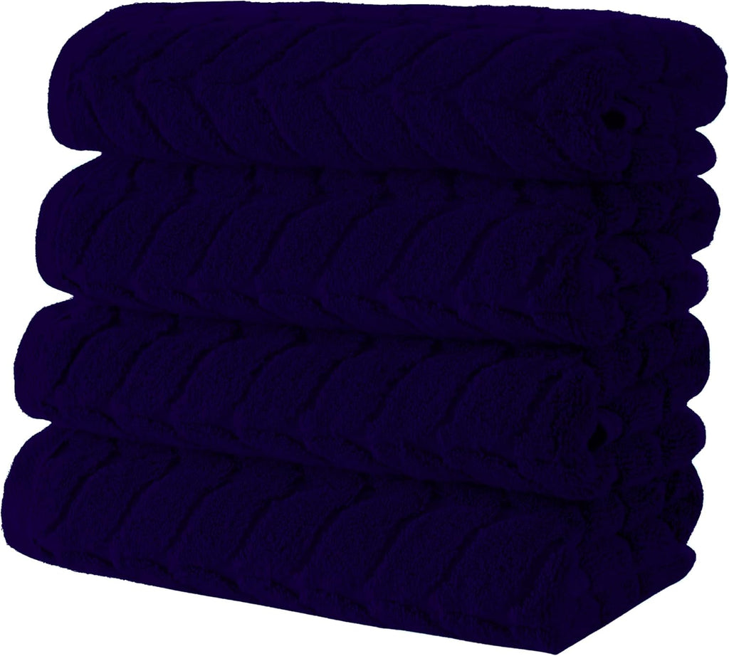 BAGNO MILANO Turkish Bath Towels, Soft Plush Jacquard Luxury Bath Towels, Quick Dry Towel Set (Navy, Bath Sheet)