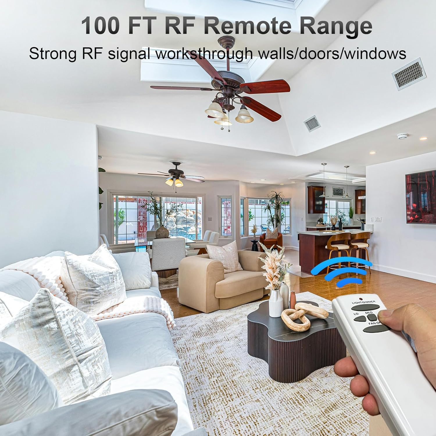 Ceiling Fan Remote Control Kit, Universal Ceiling Fan Remote Control and Light Switch, Ceiling Fan Wall Switch UC9050T, Fan Remote Control Kit Compatible with Hampton Bay Harbor Breeze Hunter