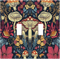 Decorative Switch Plate Covers Coloful Red Yellow Orange Magical Mushroom Forest 2 Gang Double Toggle Light Switch Cover Plate Electrical Wall Plate Outlet Cover for Bedroom Home Decor