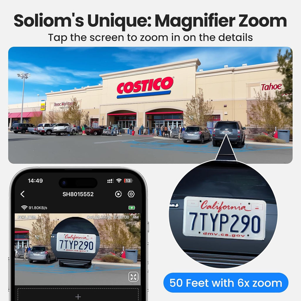 SOLIOM- True 8MP HD Security Cameras Outdoor Wireless, Add-On Camera, Solar Powered, Auto Tracking,Requires Homebase, Homebase Supports Up to 4 Cams