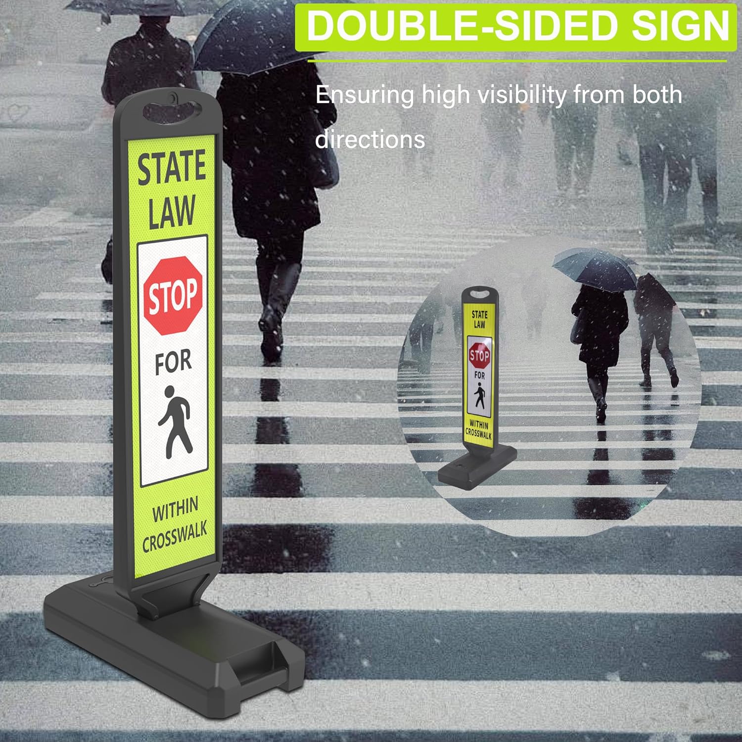 OrangeStar 43" Pedestrian Crossing and Stop Sign, 2-Pack Double-Sided Reflective Safety Signs with Water-Filled Base for School Zone, Traffic Control, Driveway