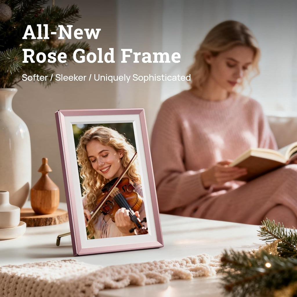 ARZOPA D10 10.1" Premium Metal Digital Picture Frame – HD IPS Anti-Glare Touchscreen, Instant Photo & Video Sharing from Your Phone via Free App, A Thoughtful Gift, Rose Gold