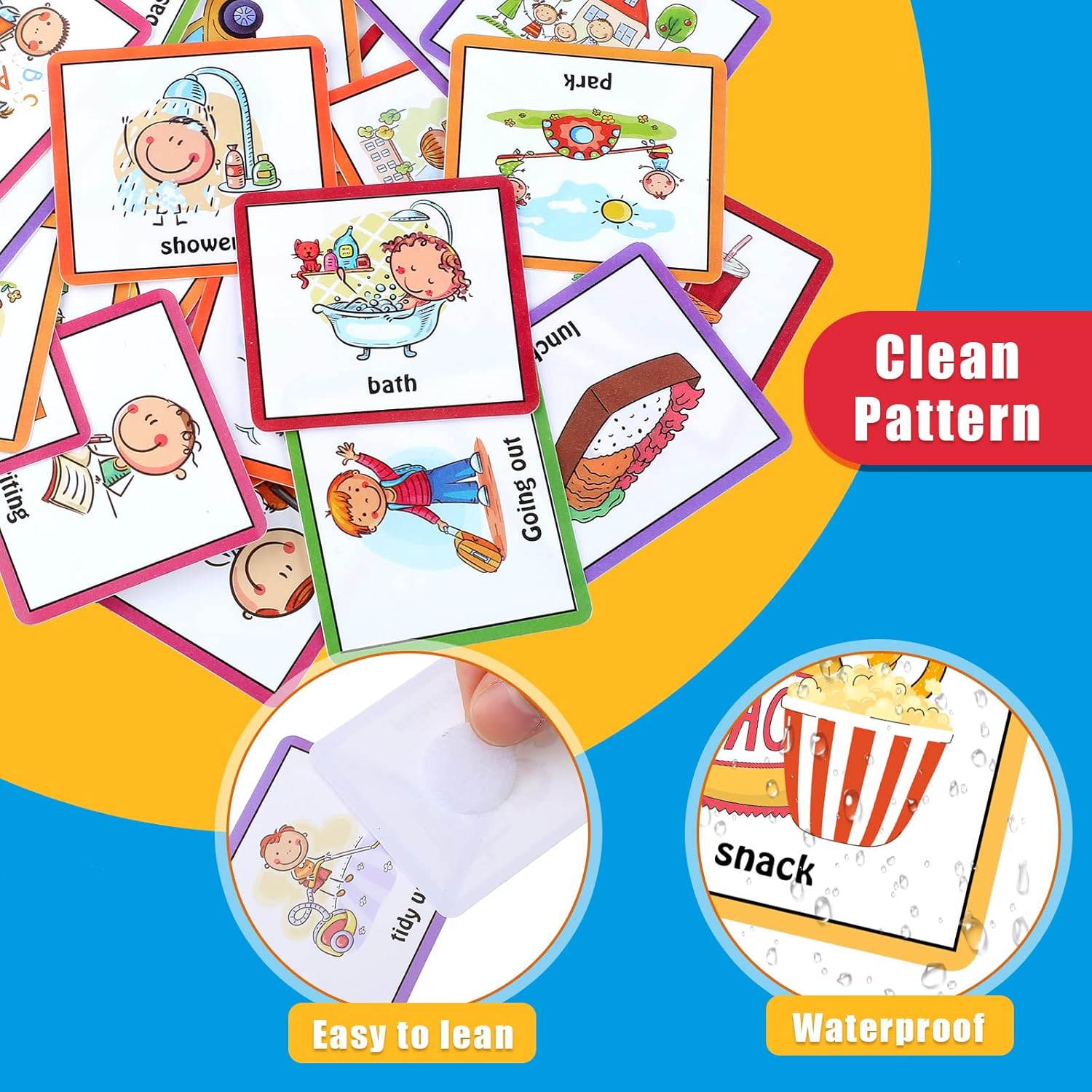 Geyee 60 Pcs Visual Schedule Cards Daily Routine Chart Visual Planner Cards Bulk for Autism Learning Materials Asperger's ADHD Home Education Behavioral Tool(Red)