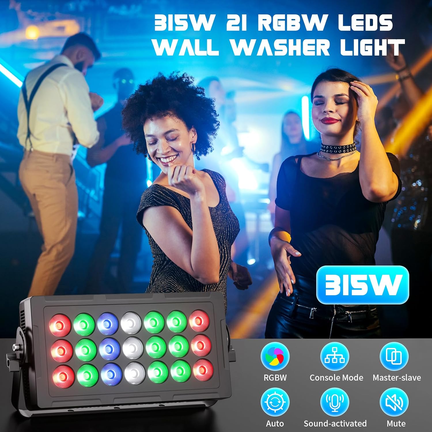 Stage Wash Light 21x15W LED RGBW Dj Lights for Parties, DMX Control Sound-Activated Stage Lighting Bar for Wedding Disco Party (1, 21 Lights)