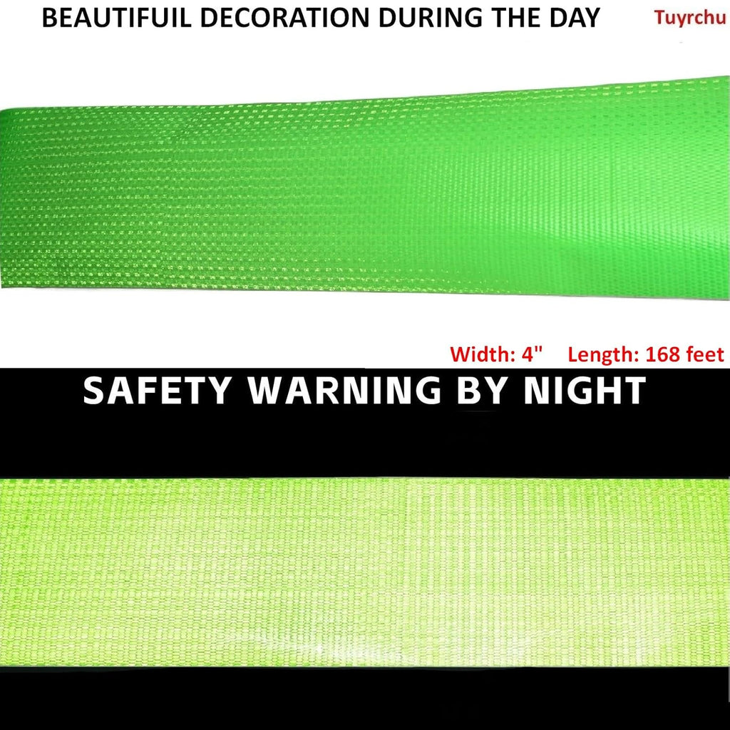 Green Reflective Tape Outdoor Waterproof 4 inch Wide, High Visibility Warning Industrial Marking Tape, Safety Stickers (168 feet)