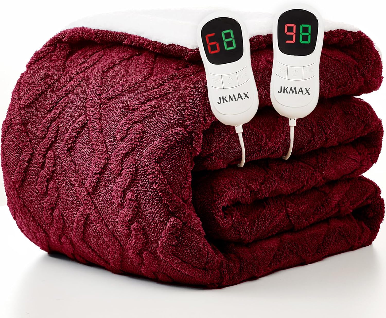 Heated Electric Blanket Queen Size-84"x90" Heating Blanket with 10 Heating Levels & 5 Time Settings Over-Heat Protection，Winter Warmer for Adults with ETL Certification（Red）