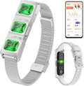 Mingtawn Women's Smart Bracelet with 2 Bands, Health Fitness Tracker, 24/7 Heart Rate/Blood Oxygen/HRV/Sleep Monitor, Fashion Emerald Wristband with Message/Call Reminder Free Subscription (Silver)