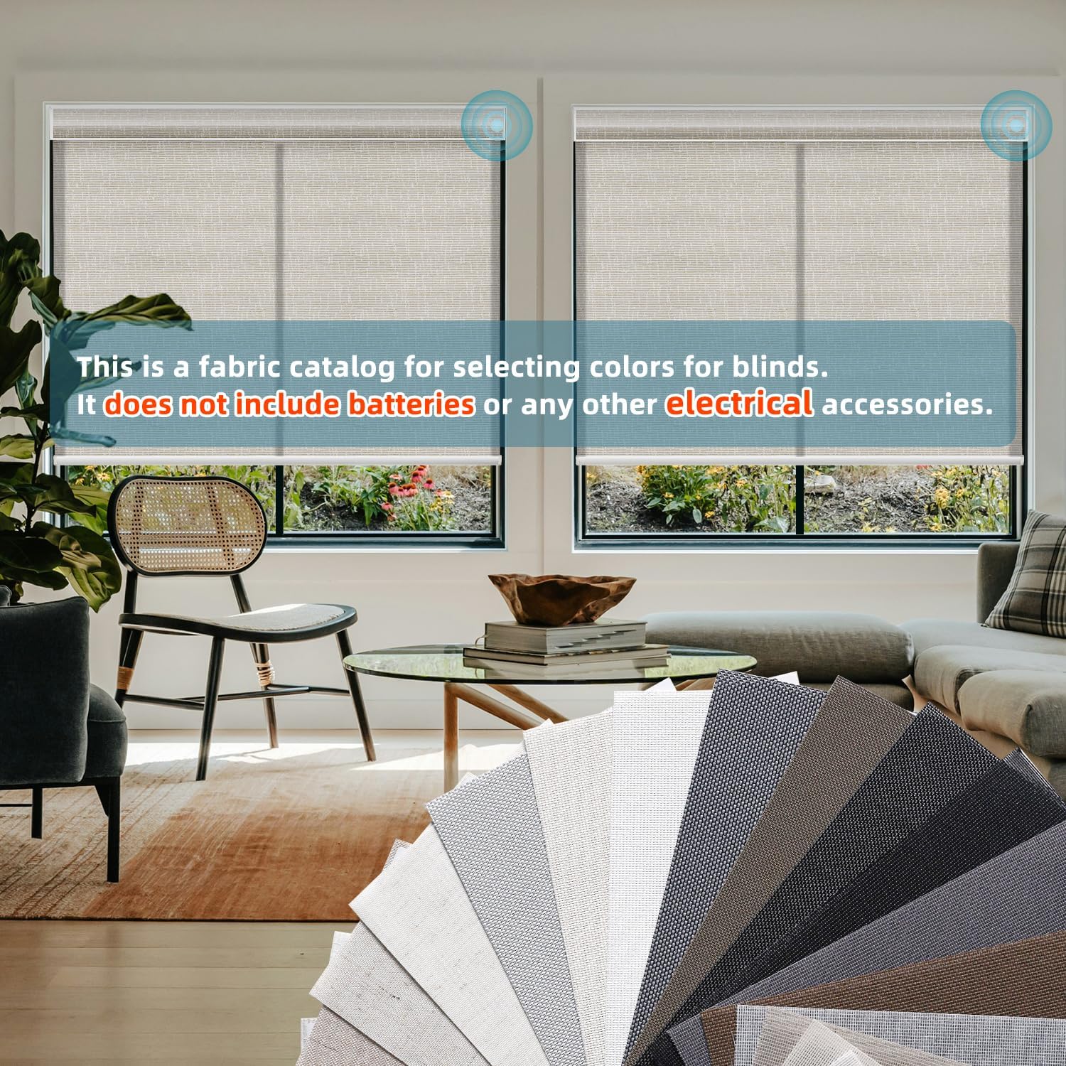 SmartWings Motorized Smart Roller Shades in Light Filtering, Electric Blinds with Remote for Windows Compatible with Alexa/Google Home/Homekit, Customized, Multi-Color Fabric Samples
