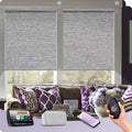 Graywind Smart Blackout Roller Shades Compatible with Alexa Google WiFi Hardwired Textured Gleaming Fabric Motorized Blinds Remote Window Shades, Custom Size (Striped Grey)