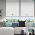 SmartWings Motorized Roller Shades Work with Homekit, Alexa Google, 100% Blackout Smart Blinds for Windows, Cordless Remote Control Window Shades, Safari White, Customized Size