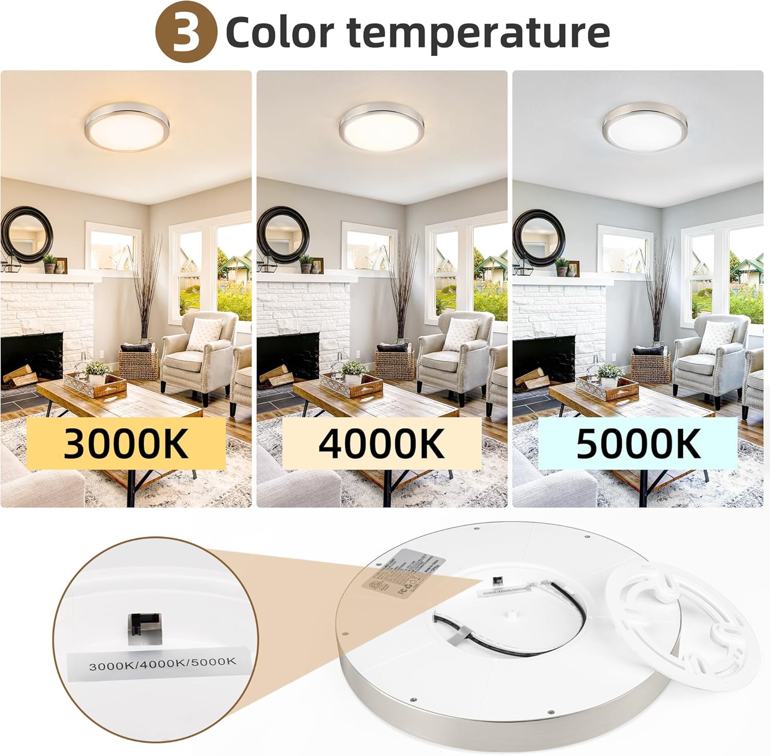 Hlite 6pack 9 Inch Flush Mount LED Ceiling Light Fixture,18W 1800LM Super Slim Light Fixtures Ceiling Mount 3000K/4000K/5000K 3CCT Selectable,Light Fixtures for Kitchen,Bedroom (Brush Nickel)