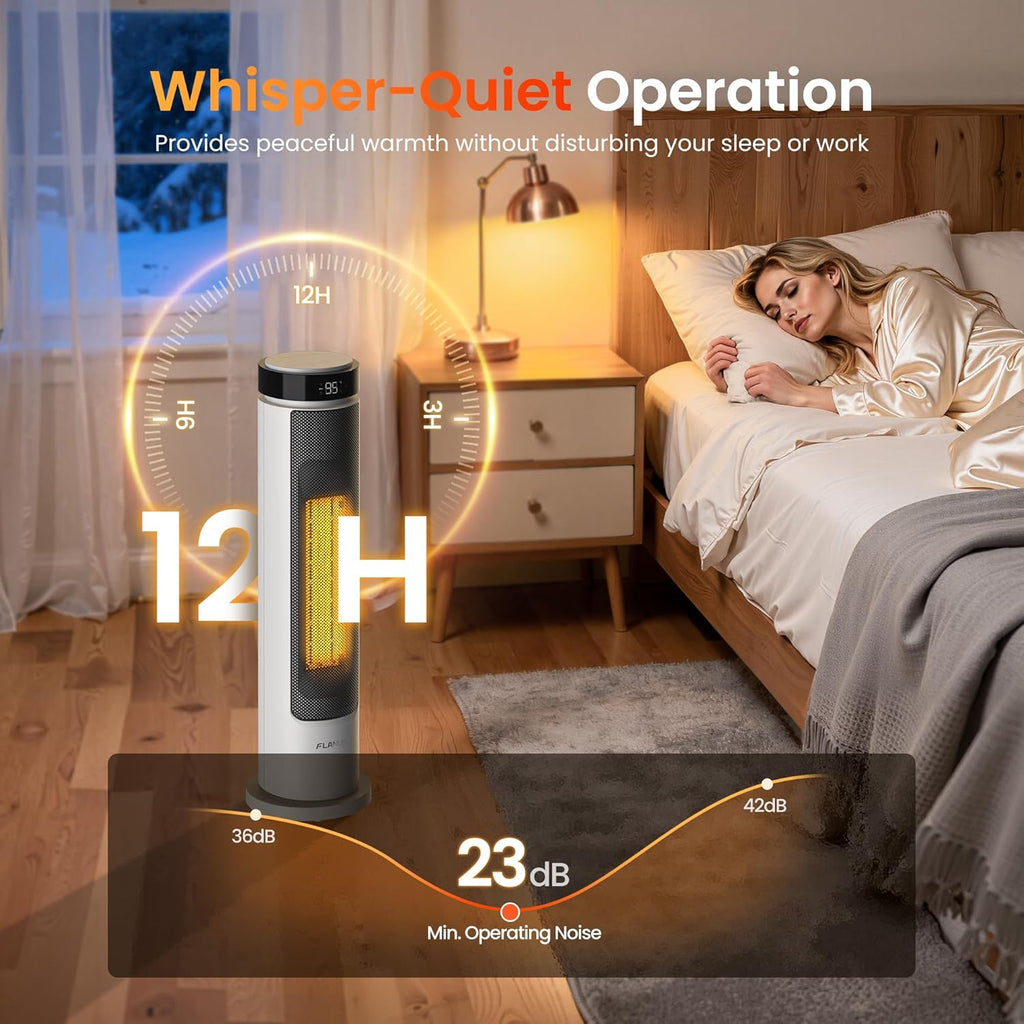Space Heaters for Indoor Use Large Room, 1500W Portable Electric Heater with Remote, 5 Modes, Safety Protection & Child Lock, 12H Timer, Oscillation Heater for Bedroom Home Office White 1Pack