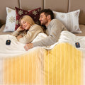 WOOMER Heated Blanket Queen Size 84" x 90", Electric Blanket with 0.5-12 Hours Timer & 10 Heating Levels, ETL Certified, White Double-Sided Velvet, Machine Washable