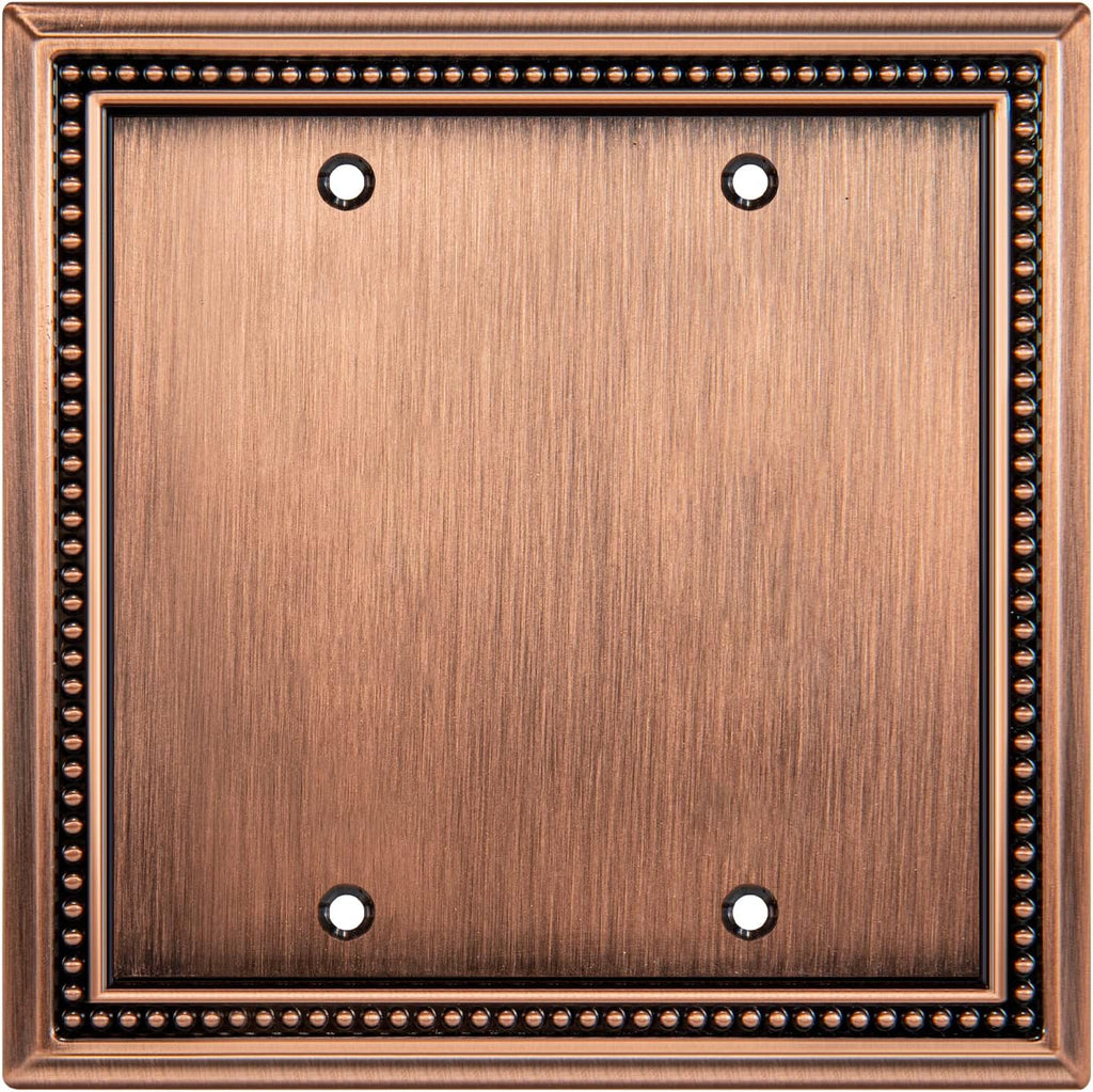 Henne Bery Sunken Pearls Heavy Duty Decorative Wall Plate Switch Plate Outlet Cover (Double Blank, Antique Copper)