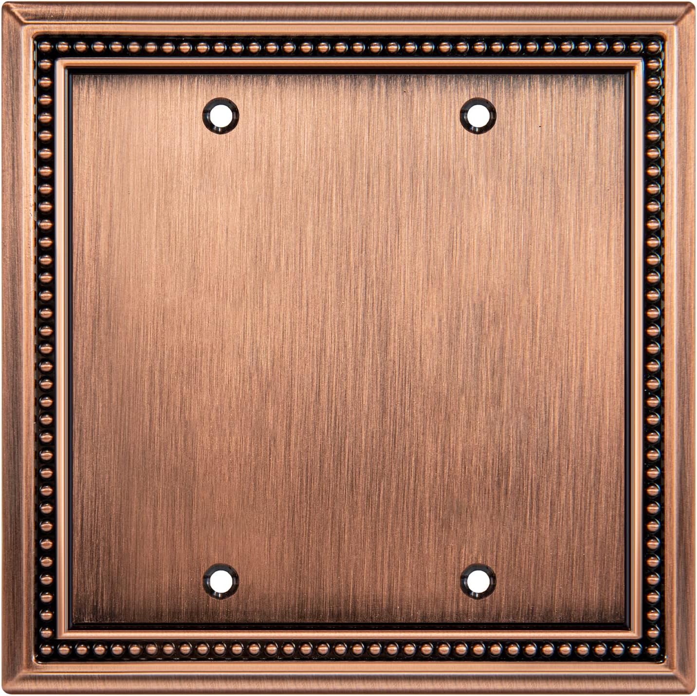 Henne Bery Sunken Pearls Heavy Duty Decorative Wall Plate Switch Plate Outlet Cover (Double Blank, Antique Copper)