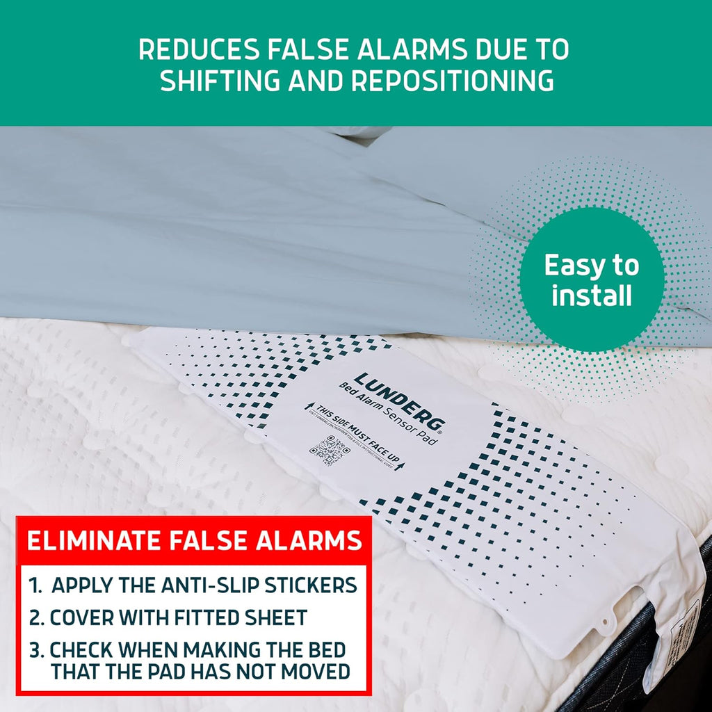 Lunderg Bed Alarm for Elderly Adults - Wireless Sensor Pad (10” x 30”) & Pager - Bed Alarms and Fall Prevention for Elderly and Dementia Patients