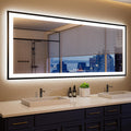ISKM Framed LED Mirror for Bathroom 60"x28", Dimmable LED Bathroom Mirror with Lights, Anti-Fog, Front and Backlit Lighted Mirror 3-Colors, Shatterproof, Memory Function