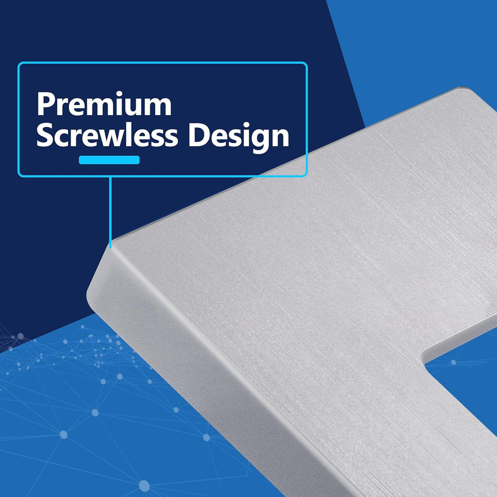 LIDER Brushed Finish Decorator Switch Cover, Screwless Wall Plate, Mid-Size 1-Gang 4.88" x 3.11", Unbreakable Polycarbonate Thermoplastic, UL Listed, LSWP-31M-BSV, Brushed Silver