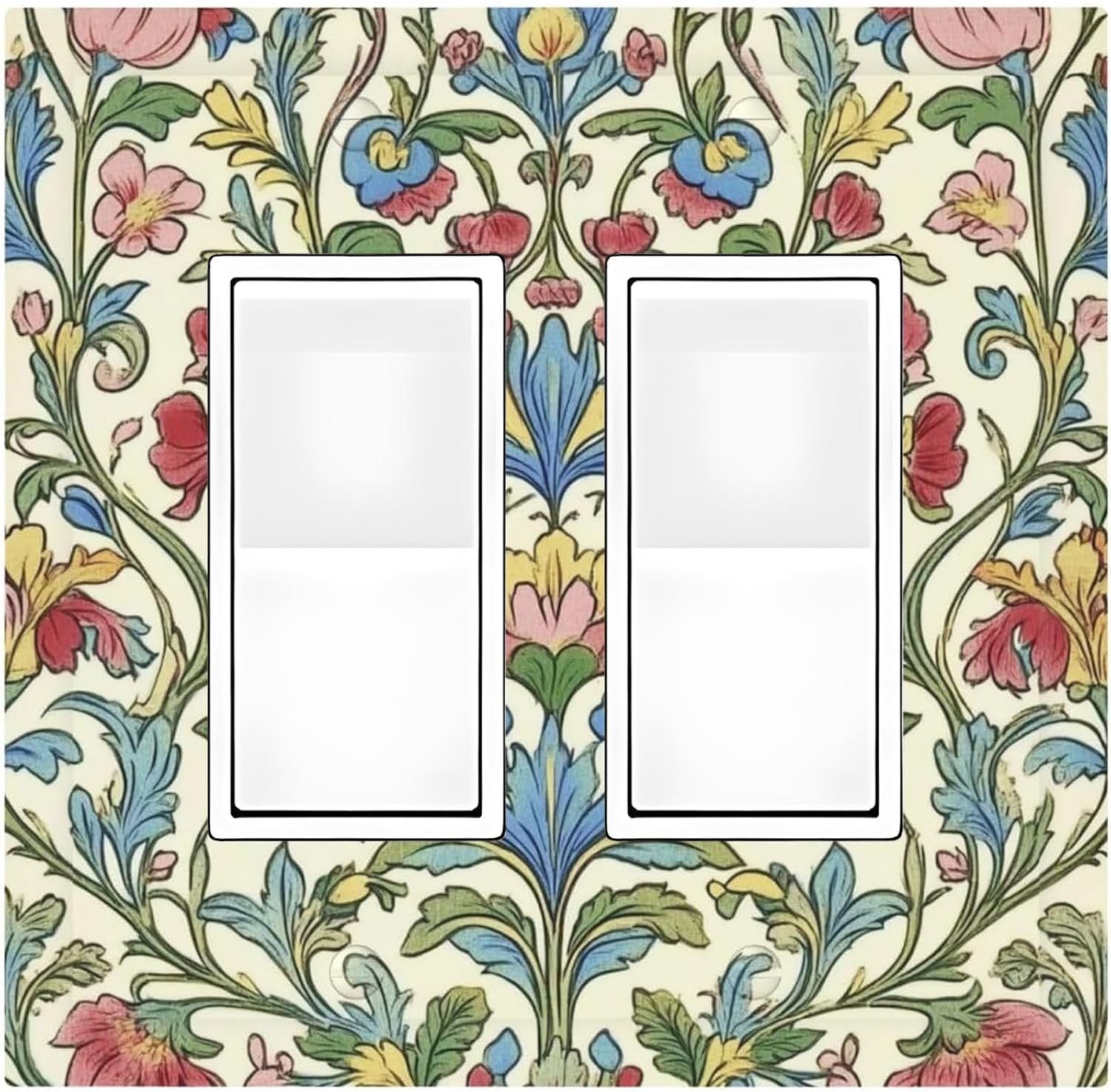 Decorative Outlet Covers Boho Red Floral Morris Plant Leaves 2 Gang Double Gfci Rocker Electrical Wall Panels Light Switch Cover Plate For Farmhouse Cabin Decor