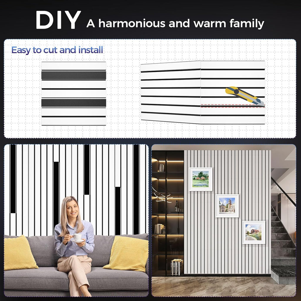 16 Pack 2-Layer Fold Soundproof Wall Panels, 12 x 12 x 0.41 in Large Sound Proof Foam Panels for Walls, 0.9lb/ft³ High Density, 3D Acoustic Panels,Artistic Noise Dampening Panels White&Black