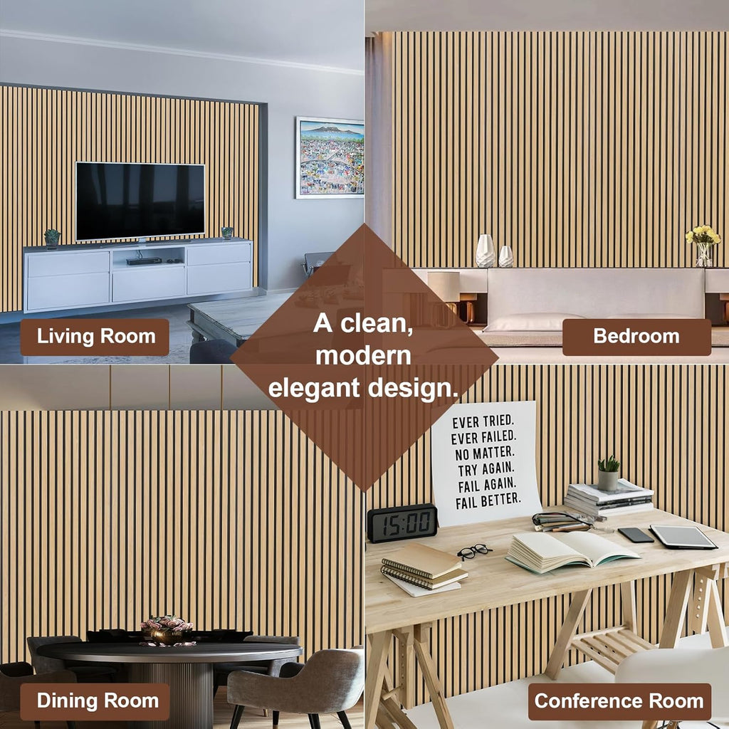 Yuzzy Wood Panels for Wall and Ceiling - 108 x 11 Inch Wood Slat Acoustic Panels 2 PCS - Modern Sound Absorbing Wall Panels for Interior Wall Decor for Home, Office, Studio - Rustic Oak